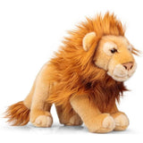 Animigos World of Nature male lion plush in square side view with full mane and tail