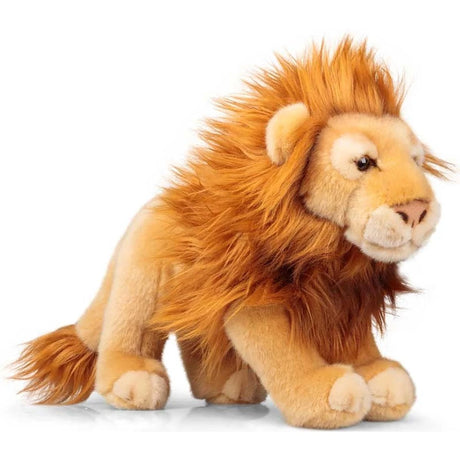 Animigos World of Nature male lion plush in square side view with full mane and tail