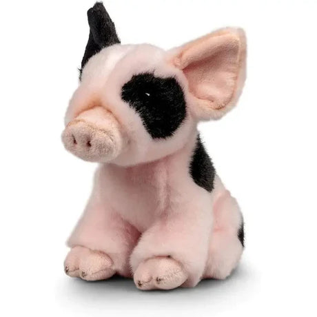 Animigos World of Nature piglet plush with black patch shown front view