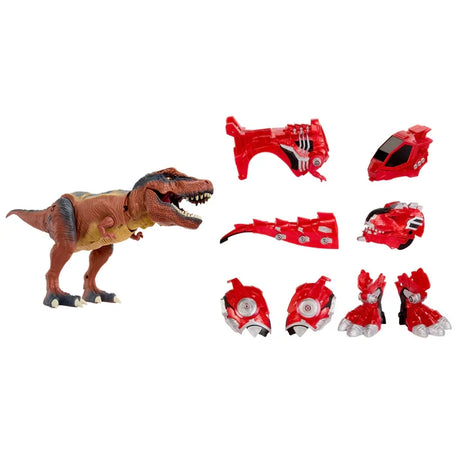 Armorsaurs Armor-Up T-Rex Dinosaur Ajax toy figure with red armour parts laid out beside it
