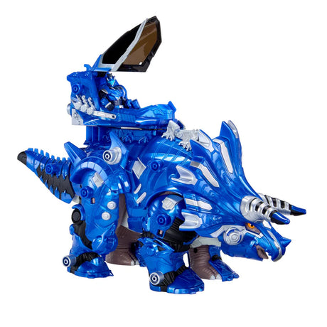 Armorsaurs Armor-Up Triceratops Dinosaur Cobalt toy figure in close side view with open pilot pod