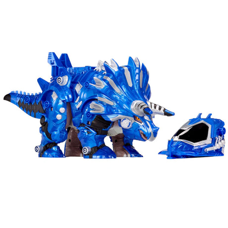 Armorsaurs Armor-Up Triceratops Dinosaur Cobalt toy figure shown from the side with loose blue pilot pod