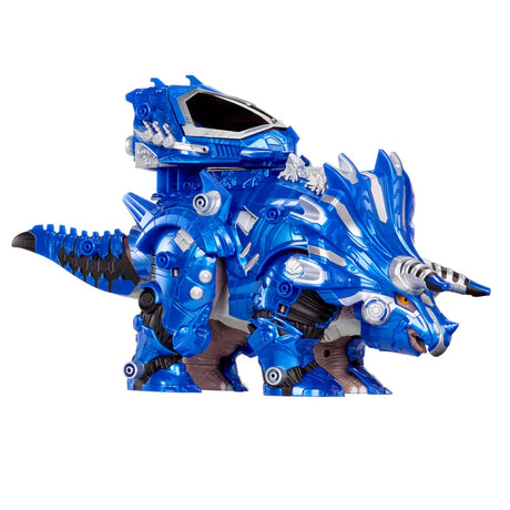 Armorsaurs Armor-Up Triceratops Dinosaur Cobalt toy figure shown from the side with open black pilot pod