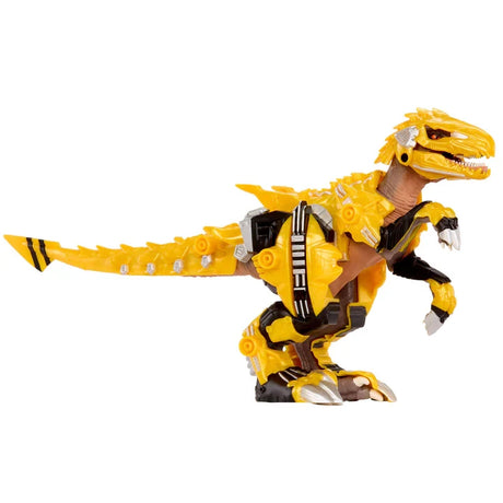 Armorsaurs Armor-Up Yellow Raptor Dinosaur Blaze toy figure shown from the side in full armour