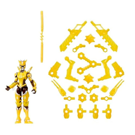 Armorsaurs Raptor Pilot Paloma Silva figure beside yellow armour parts and accessories