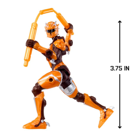 Armorsaurs Raptor Pilot Prisca Silva figure kneeling with orange weapon and 3.75 inch height measure shown