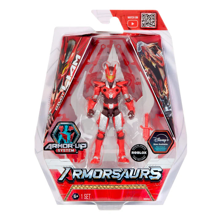 Armorsaurs T-Rex Pilot Liam Roberts figure shown in boxed packaging