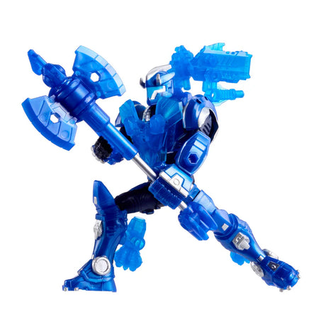 Armorsaurs Triceratops Pilot TJ figure kneeling with blue armour and a large weapon