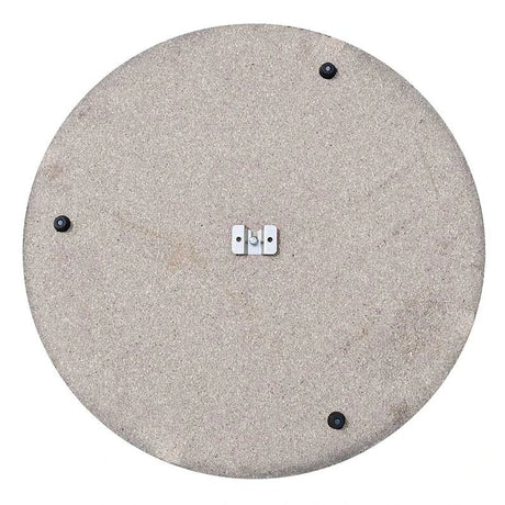 Rear of the circular Arrow180 dartboard showing its grey backing, central metal mounting bracket and three black support fittings.
