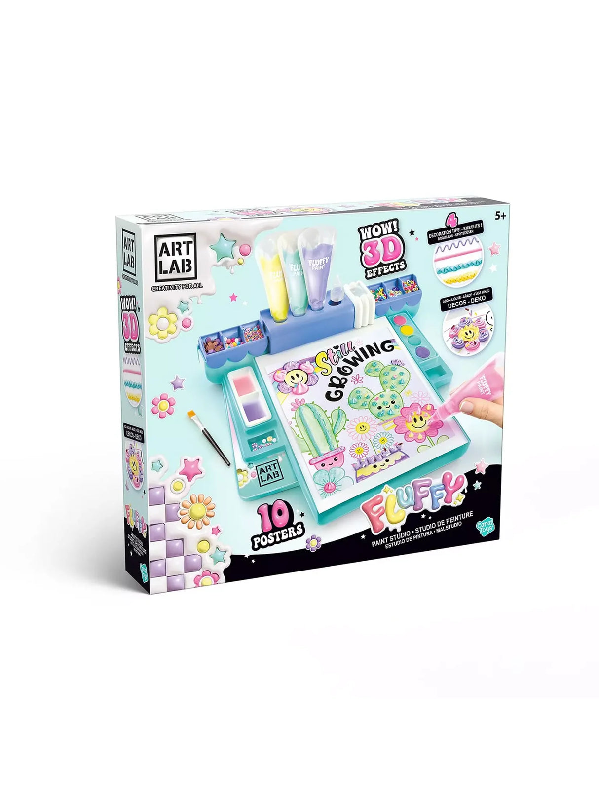 Front view of Art Lab Fluffy Paint Studio box showing colourful 3D art designs in Ireland