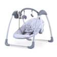 Asalvo Daddy Hippo Musical Baby Swing front angle view with grey frame and toy bar