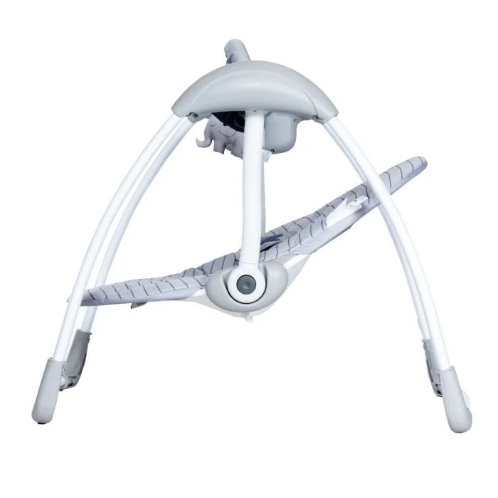Asalvo Daddy Hippo Musical Baby Swing side profile showing the frame, seat and toy bar
