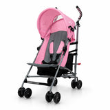 Asalvo Freedom Candy pink and grey stroller front angle with canopy and harness