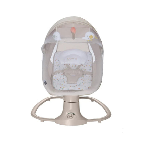 Asalvo Kahlo Trees baby bouncer front view with canopy, toy bar and padded seat