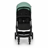 Asalvo Kubic 2 green and black stroller front view with canopy and harness