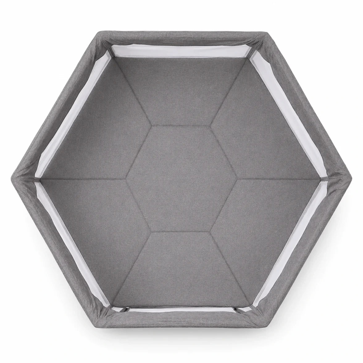 Asalvo Luxemburgo Playpen overhead view showing the hexagonal padded base inside