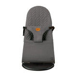 Grey Asalvo Paradise baby bouncer shown from the front with padded seat and black base