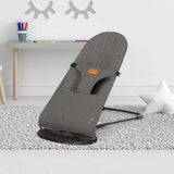 Grey Asalvo Paradise baby bouncer positioned on a rug in a child's room