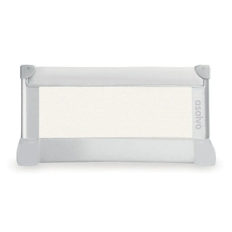 Asalvo Small Bedguard 90cm in light grey with mesh panel and padded frame, shown fully assembled against a white background