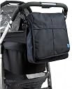 BabaBing DayTripper Lite Midnight Blue changing bag attached to a pushchair