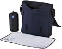 BabaBing DayTripper Lite Midnight Blue changing bag with grey changing mat and matching bottle holder