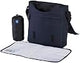 BabaBing DayTripper Lite Midnight Blue changing bag with grey changing mat and matching bottle holder
