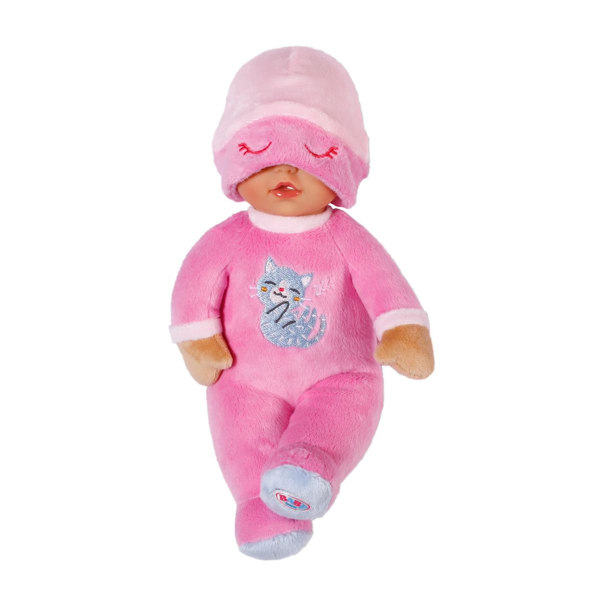 Baby Born For Babies Sleepy Pink doll with sleeping hat pulled over the eyes