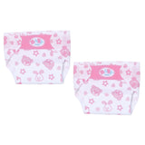 Two Baby Born doll nappies front view with pink waistbands and Baby Born logos
