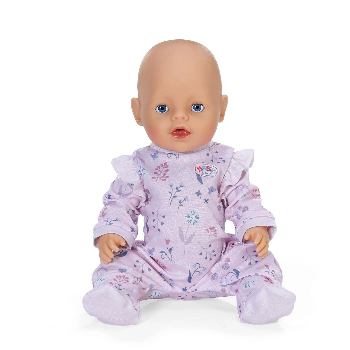 Baby Born doll seated wearing the Forest 43cm romper