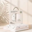 Baby Elegance Jersey Fitted Sheets Elephant Collection packaging with folded elephant print sheets