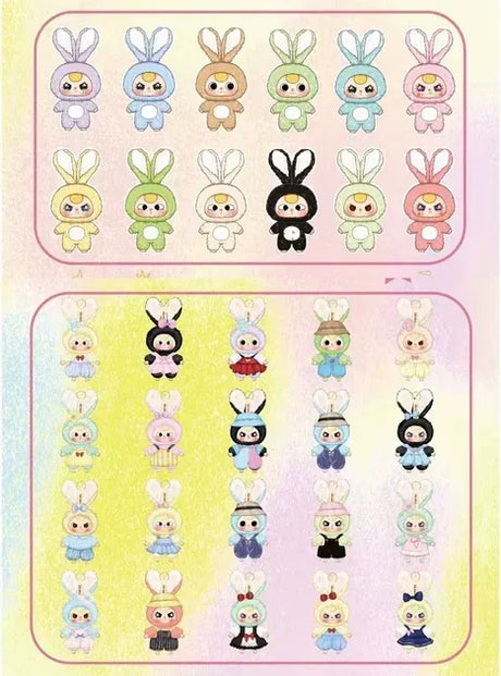 Full lineup of Baby Three Twelve Zodiac V2 plush characters with hidden style