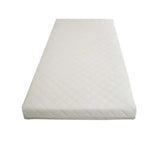 Babylo Airflow Eco cot fibre mattress 120 x 60 x 10cm angled view showing quilted water-resistant cover