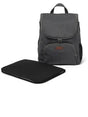 Babylo Panorama grey changing backpack with top carry handle and black changing mat