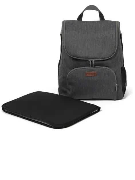 Babylo Panorama grey changing backpack with black changing mat