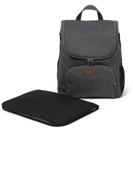 Babylo Panorama grey changing backpack with black changing mat