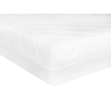 Babylo quilted fibre travel cot mattress corner view with white quilted cover design