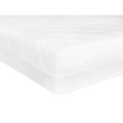 Babylo quilted fibre travel cot mattress showing padded white quilted corner
