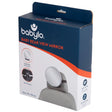 Babylo rear view mirror retail packaging shown front angled with product name, mirror image and feature icons visible on the box