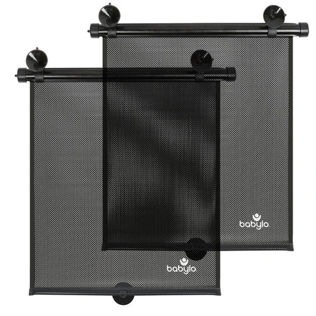 Babylo twin pack roller sunshades shown with suction cup fittings