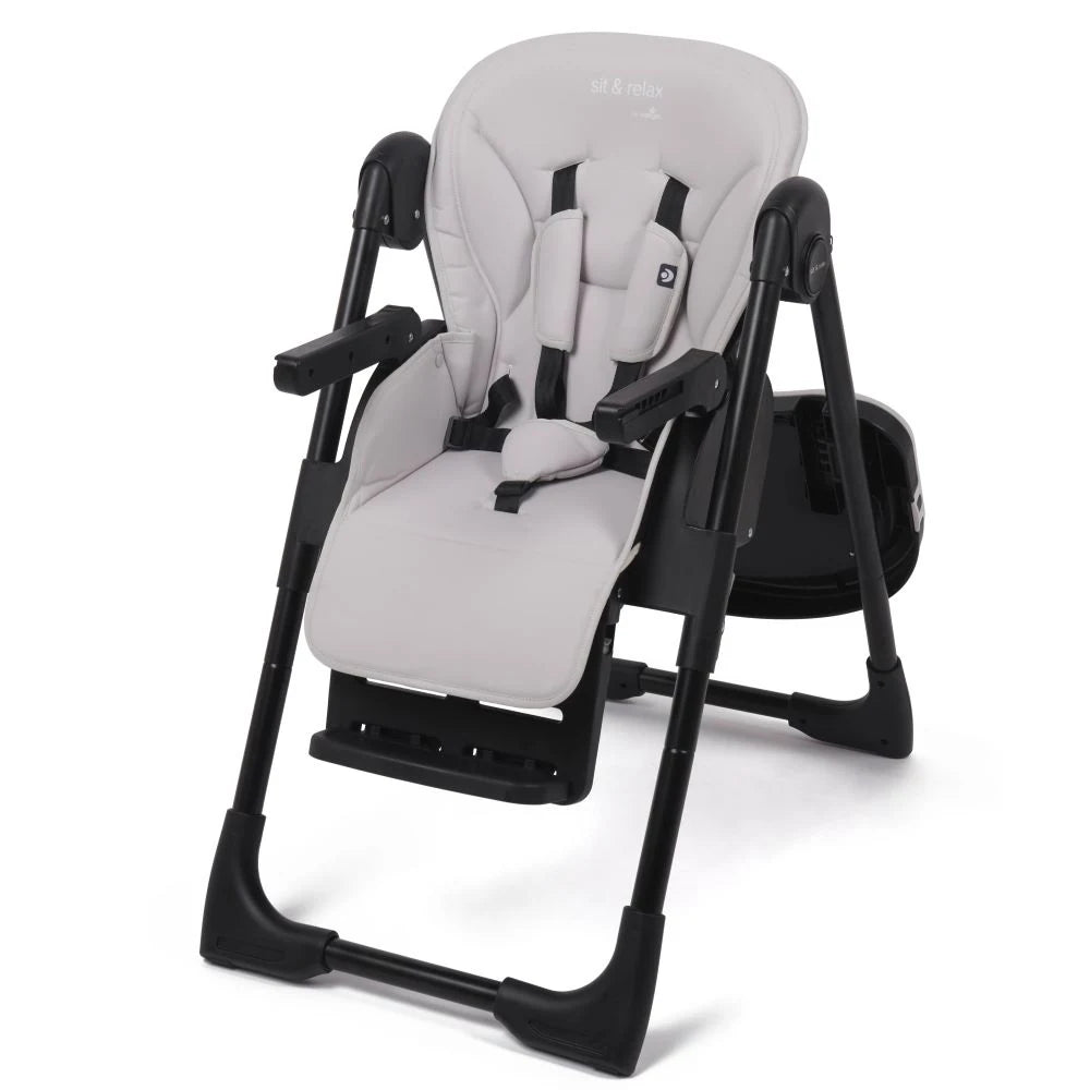 Babylo Sit & Relax Highchair with padded grey seat and black frame