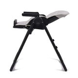 Babylo Sit & Relax Highchair reclined side view with grey seat and black frame