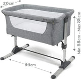 Babylo Snuggle Cuddle Co Sleeper Grey with full measurements Ireland