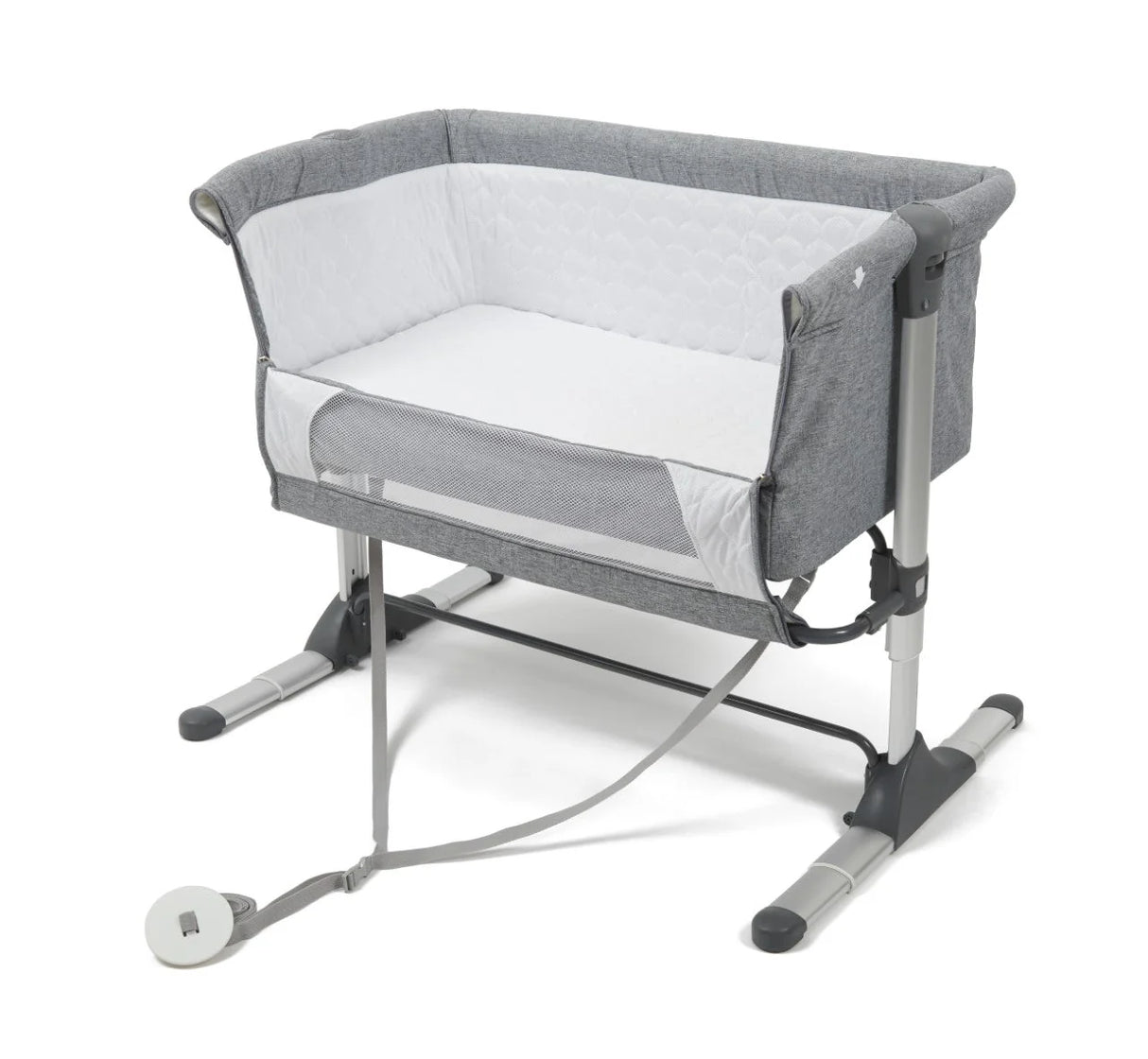 Babylo Snuggle Cuddle Co Sleeper Grey side view open panel Ireland