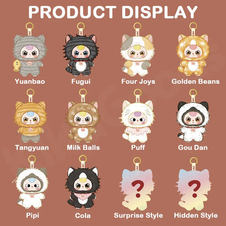 Display of BabyThree Whose Cat Am I plush collection featuring 10 unique characters – Ireland.