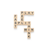 Close-up grid of word tiles in Bananagrams game – Ireland
