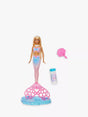 Barbie Bubble Sparkle Mermaid with pink and blue tail, hairbrush, bubble solution and tail tray