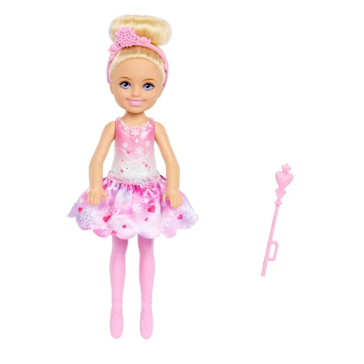 Barbie Chelsea Nutcracker Snow Fairy blonde doll with pink wand
