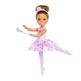 Barbie Chelsea Nutcracker Snow Fairy brunette doll in ballerina pose with wand