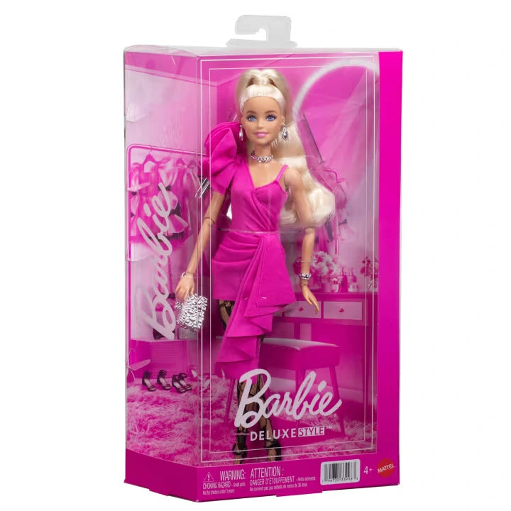 Barbie Deluxe Style Black and Pink doll in retail packaging