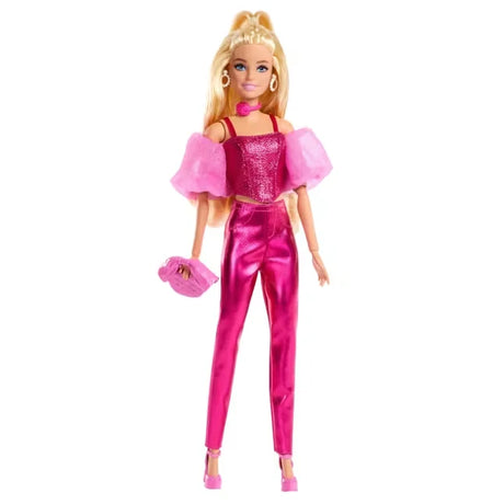 Barbie Deluxe Style Metallic Pink Corset Doll in glitter outfit with accessories